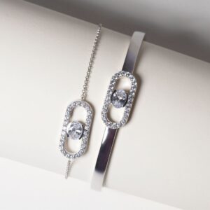Ellisse Carezza Bangle | Silver | Vita Zirkoner - Bild 3