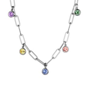 Leona Ss Pastel Multi Halsband | Silver