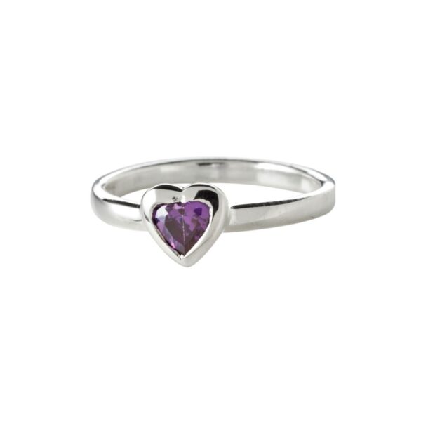 Silverring hjärta med lila zirkonia Stl.47