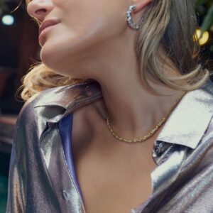 Ellera Ovale Piccolo Halsband | Guld | Vita Zirkoner - Bild 2