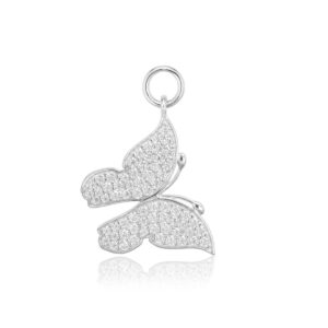 Farfalla Hoop Charm | Silver | Vita zirkoner