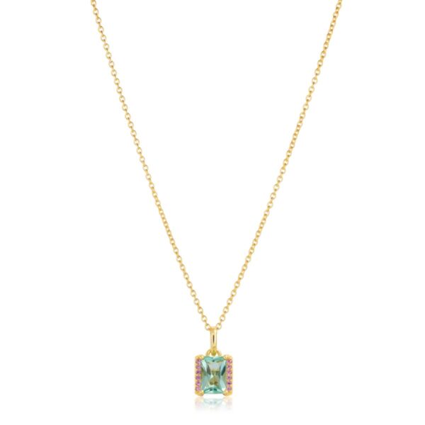 Roccanova Medio Necklace | Guld | Rosa och Turkos Zirkoner