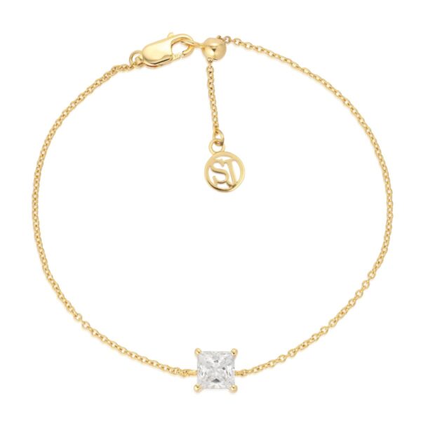 Ellera Quadrato Armband | Guld | Vita Zirkoner