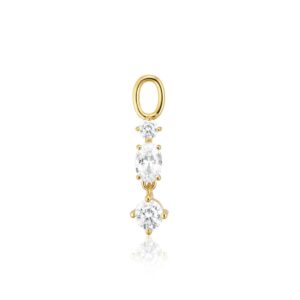 Pendolo Tre Charm | Guld | Vita Zirkoner