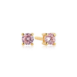 Princess Piccolo Örhängen | Guld | Rosa Zirkoner