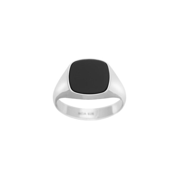 SON Ring i Rhodiumpläterat Silver med svart onyx Storlek 66