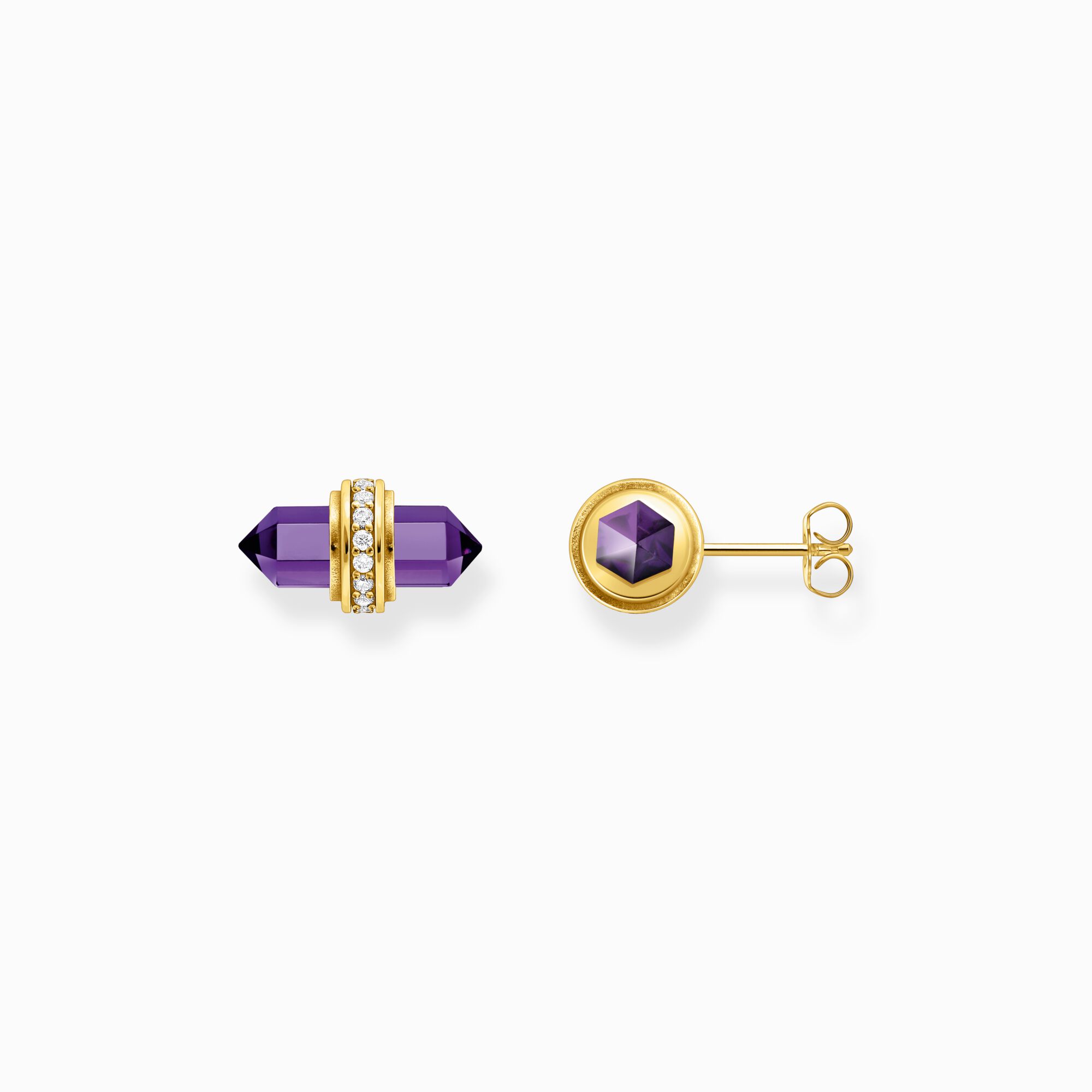 H2281-414-13 Örhängen med violett onyx och kristall - pläterade | Guld - Bild 1