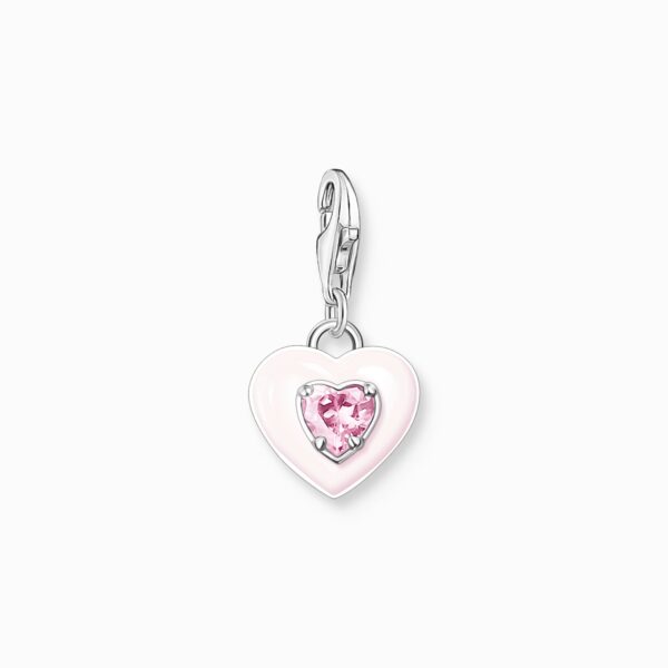Charm-hängsmycke hjärta med rosa stenar silver | Silver