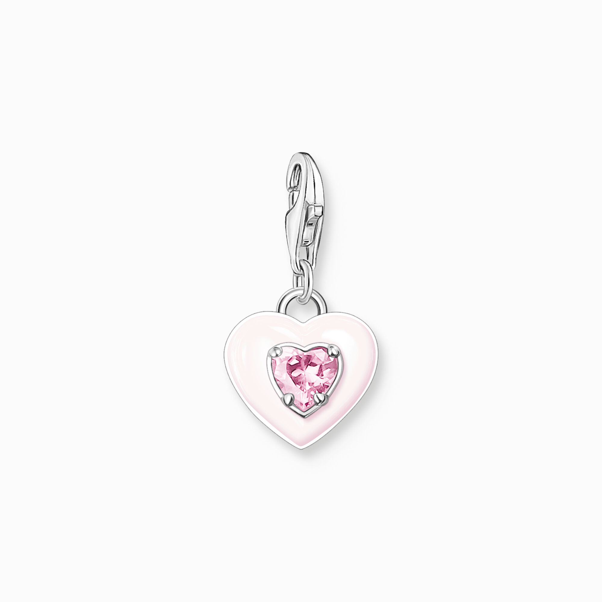 1915-041-9 Charm-hängsmycke hjärta med rosa stenar silver | Silver - Bild 1