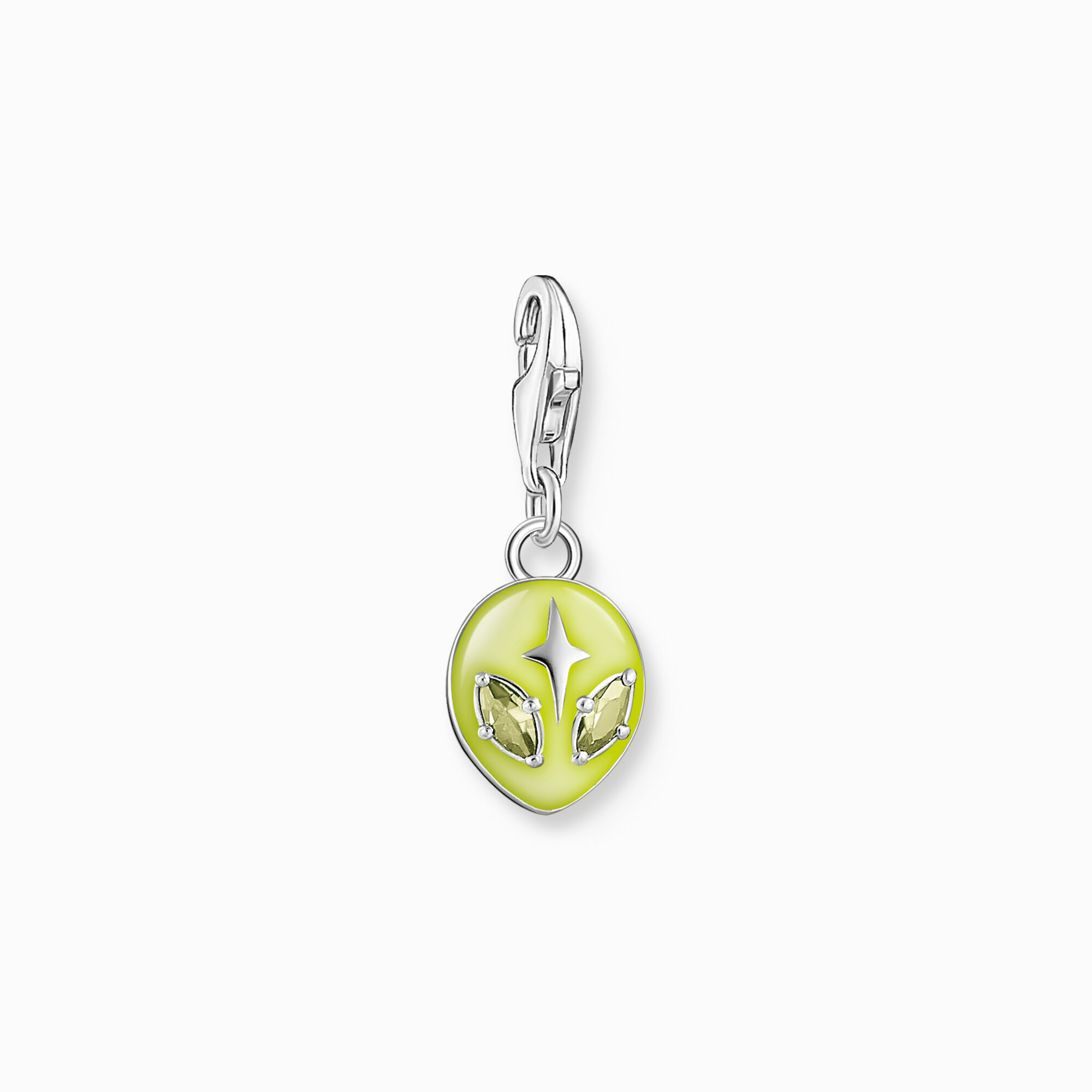 2053-041-4 Charm-hängsmycke alienhuvud med gul kallemalj och stenar silver | Silver - Bild 1