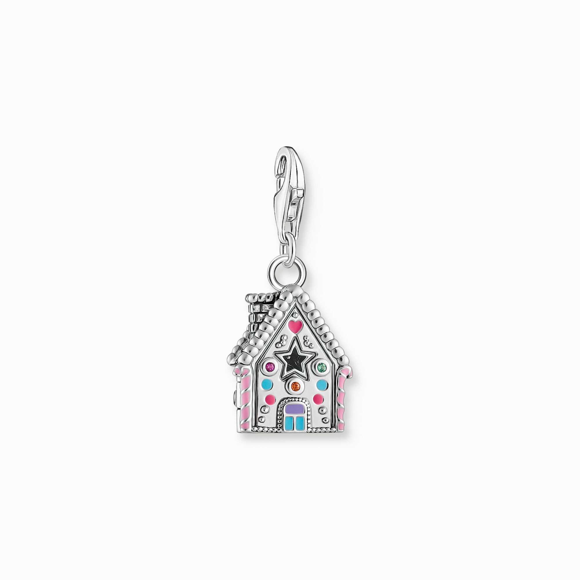 2058-340-7 Charm-Hängsmyckei form av ett pepparkakshus med många detaljer, silver | Silver - Bild 1