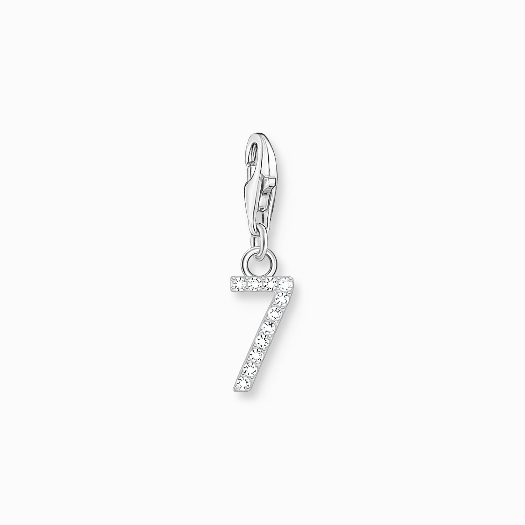 2131-051-21 Charm-hängsmycke talet 7 med vita stenar, silver | Silver - Bild 1