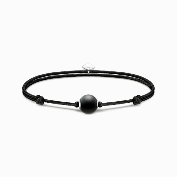 Armband Karma Secret med svart matt obsidian bead | silver | 16-27 cm