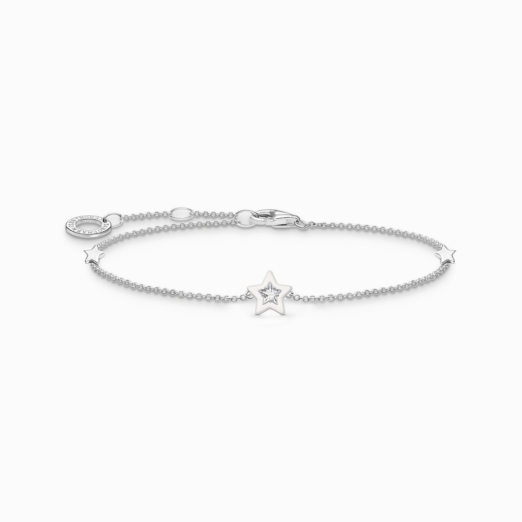 A2136-041-14 Armband med stjärna kallemalj och vita stenar silver | Silver | 16-19 cm - Bild 1