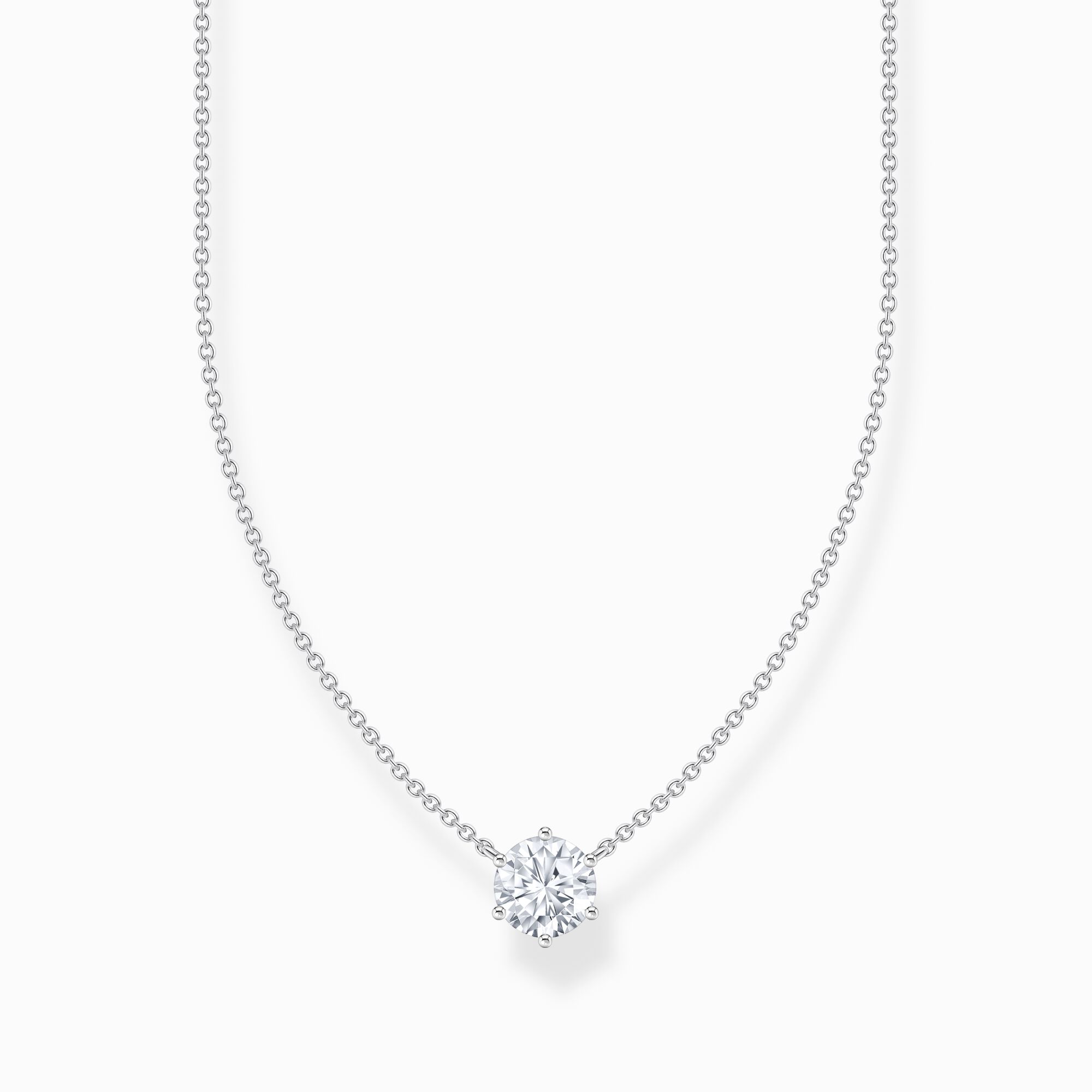 KE2210-051-14 Halsband med vitt zirkonia-hängsmycke, silver | Silver | 40-45 cm - Bild 1