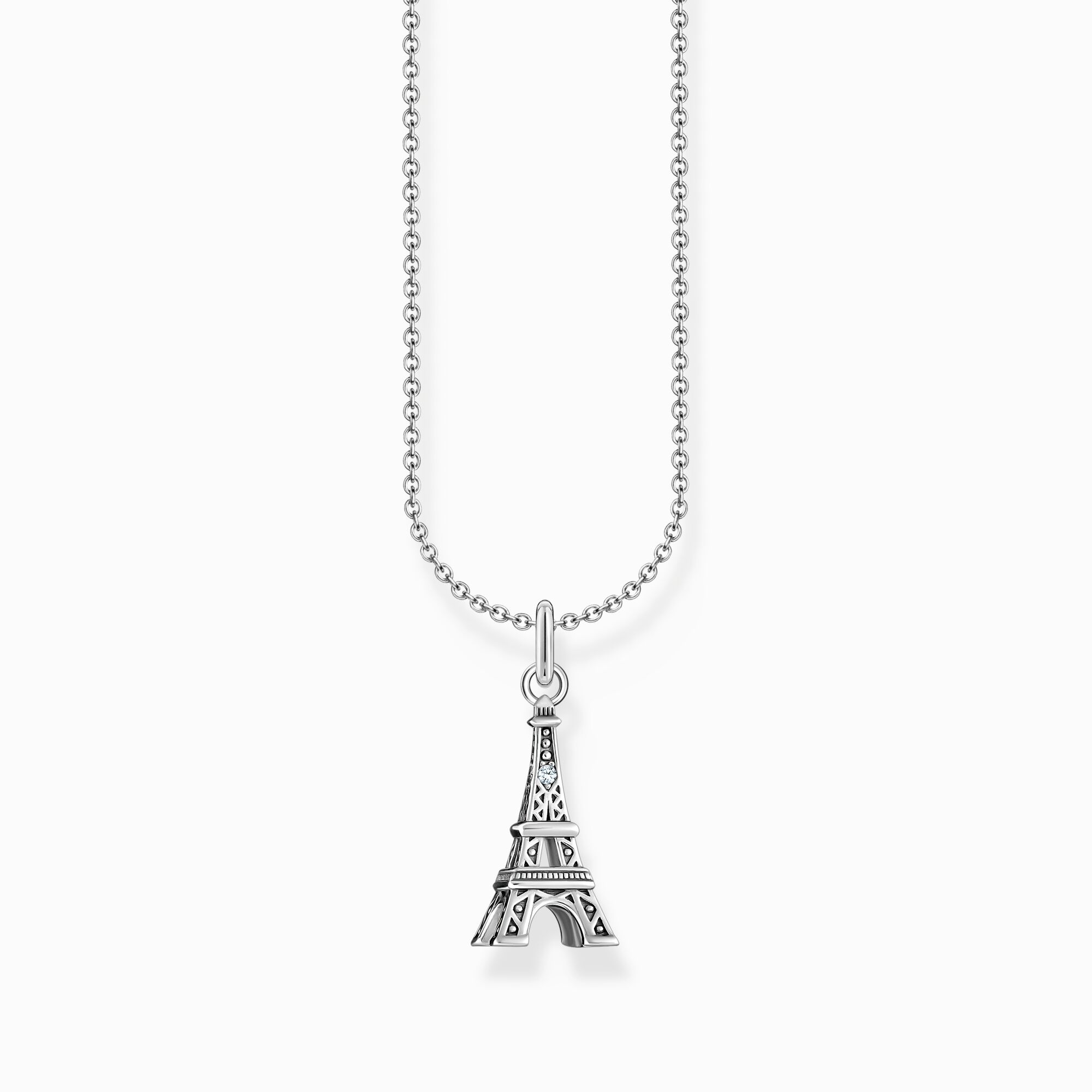 KE2236-643-14 Halsband med Eiffeltornet-hänge, silver | Silver | 38-45 cm - Bild 1