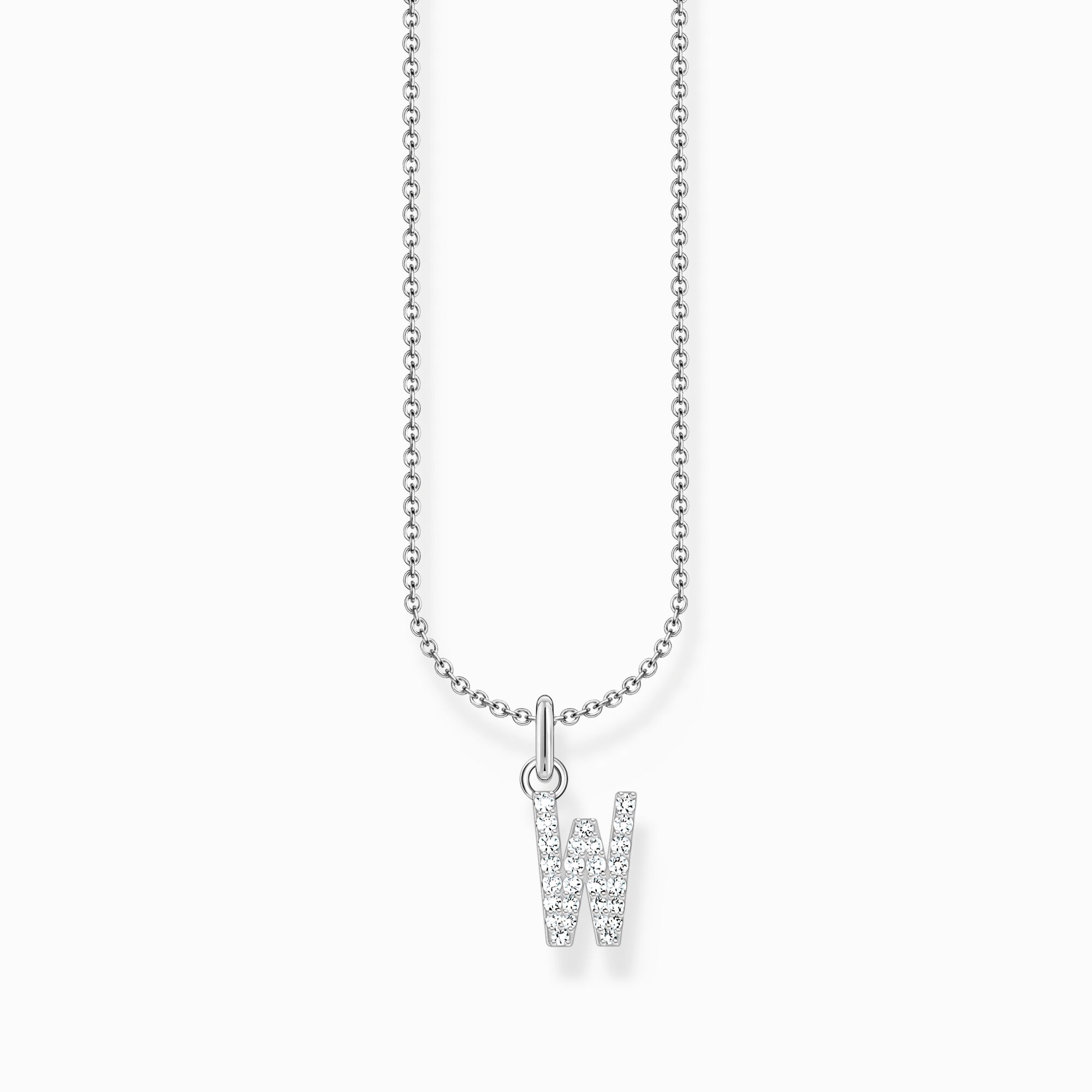 KE2262-051-14 Halsband med bokstaven W, silver | Silver | 38-45 cm - Bild 1