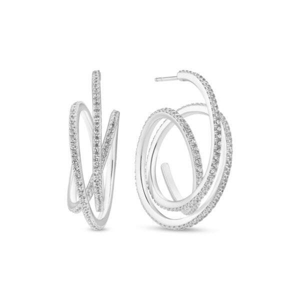 Spirale Grande Earrings | Silver | Vita zirkoner