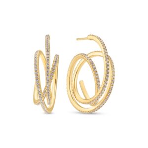 Spirale Grande Earrings | Guld | Vita zirkoner