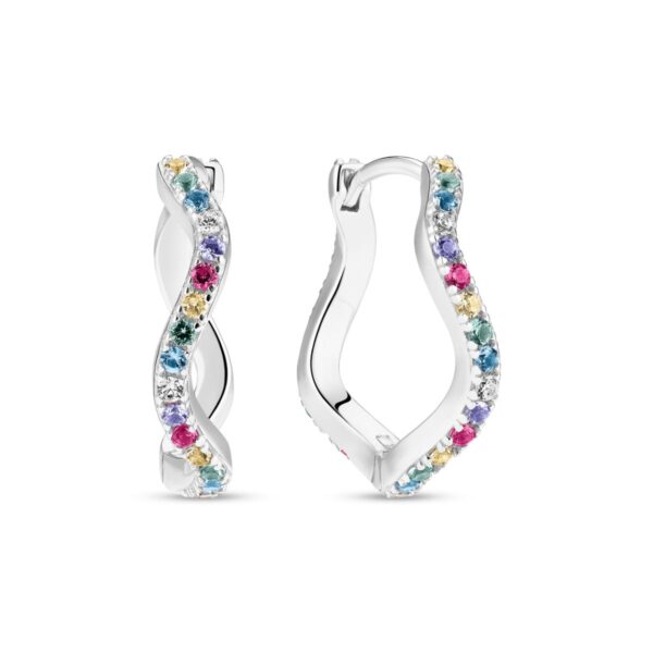 Ellera Waves Grande Earrings | Silver | Multifärgade Zirkoner