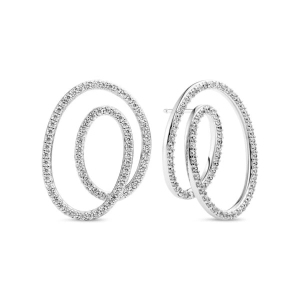 Spirale Due Grande Earrings | Silver | Vita zirkoner