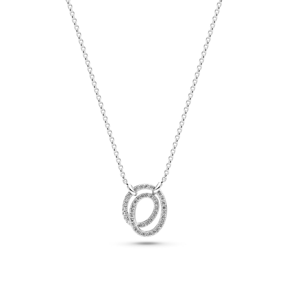 SJ-N2577-CZ Spirale Due Necklace | Silver | Vita zirkoner - Bild 1