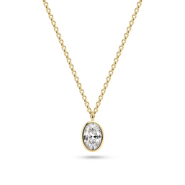 Sardinien Ovale Necklace | Guld | Vita zirkoner