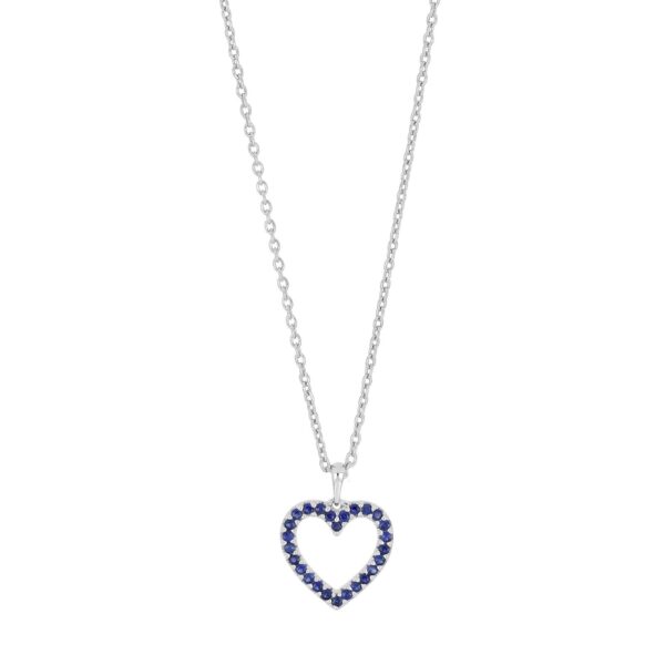 14ct. vitguld hjärthänge med safir