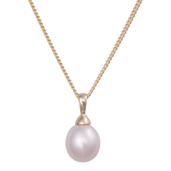 14ct. Guldhänge med 9mm FWP. inkl. kedja