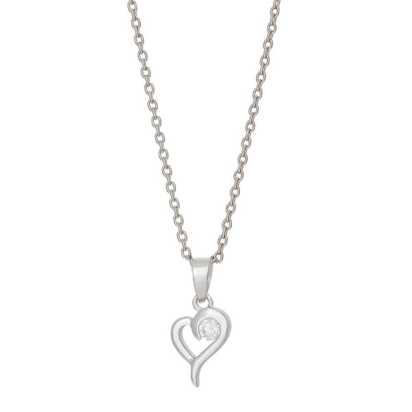 Rodiumpläterat silverhalsband hjärta med zirkonia