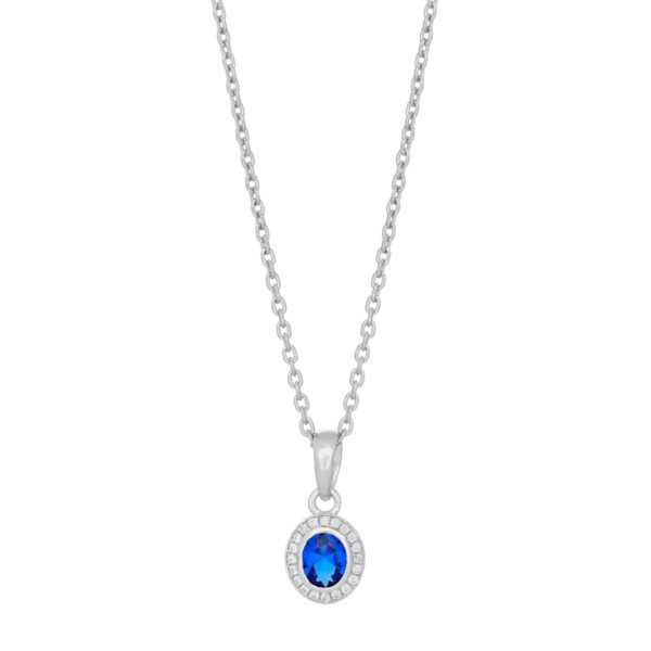 Silverhalsband m. Zirkonia och syntetisk safir