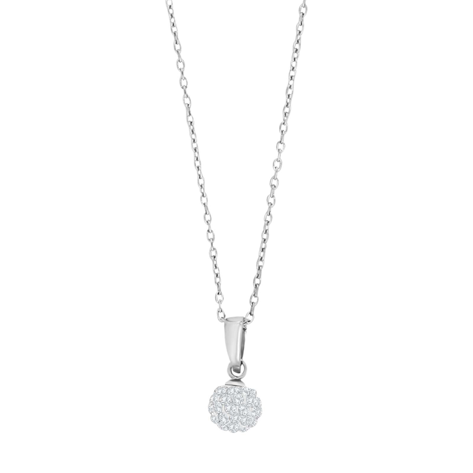 20240950900_10 Rhodierat silverhalsband hjärta m. vit zirkoner - Bild 1