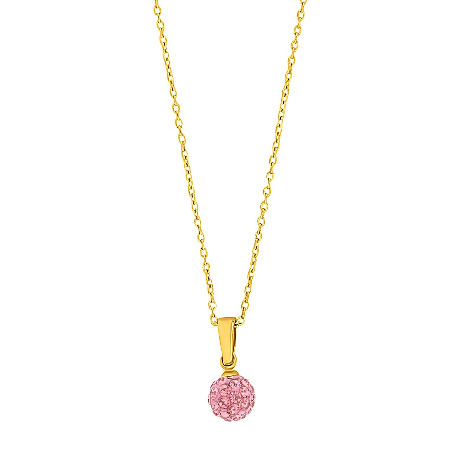 20240955918_10 Guldpl. silverhalsband hjärta m. rosa zirkoner - Bild 1