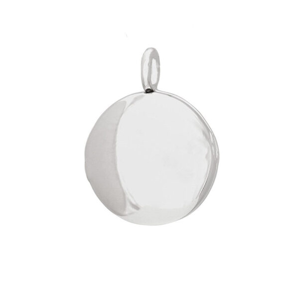 Rodiumpläterad silvermedaljong, rund 15mm