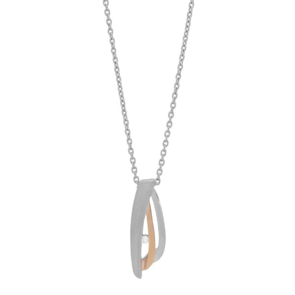 Rhodinerat silverhänge matt med dia 0.03ct. och 8kt. guld