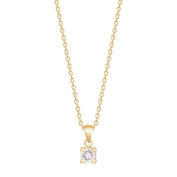 8ct. guldhänge med Zirkonia i 4 klor inkl. guldpl. kedja