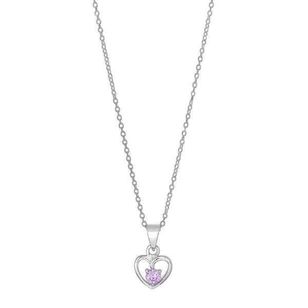 Rodierat silverhalsband hjärta med rosa zirkonia