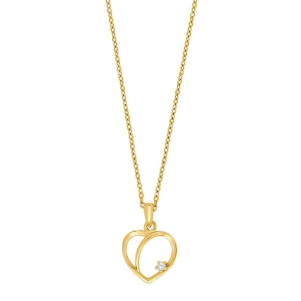 14k guldhänge hjärta med 0,015ct W/SI