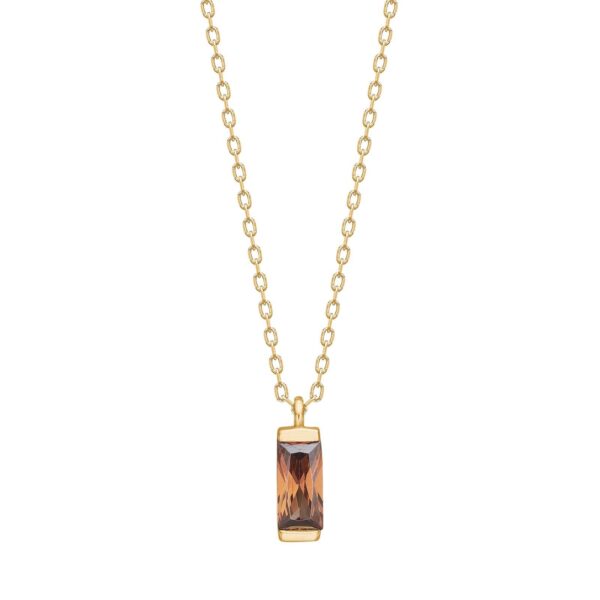 Guldpläterat silverhalsband brunt FACET52