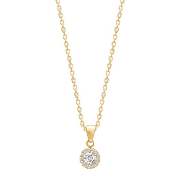 8 karat guldhänge runt med Zirkonia inkl. guldplätering Silver