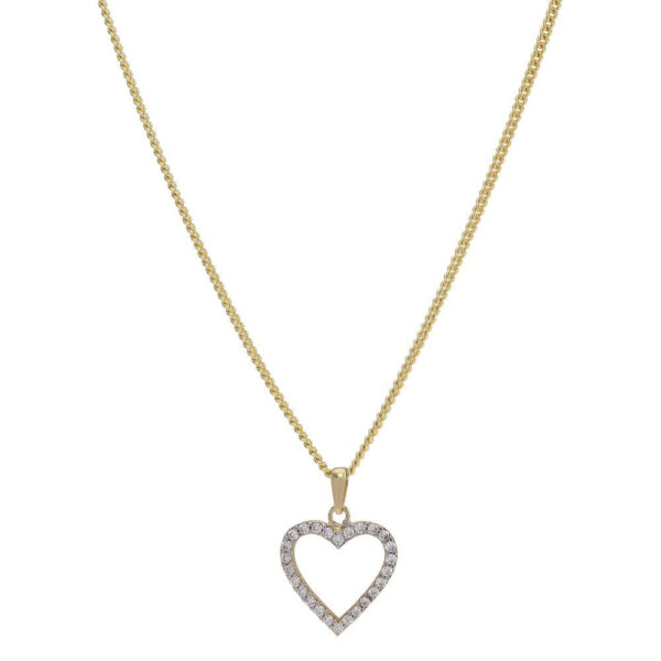 8k. guldhänge hjärta med Zirkonia inkl. guldpl. Silver