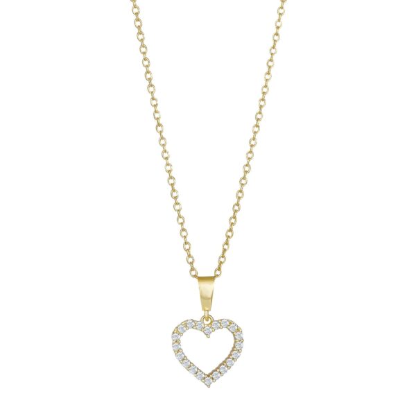 8ct. guldhänge hjärta med Zirkonia inkl. guldpl. silver