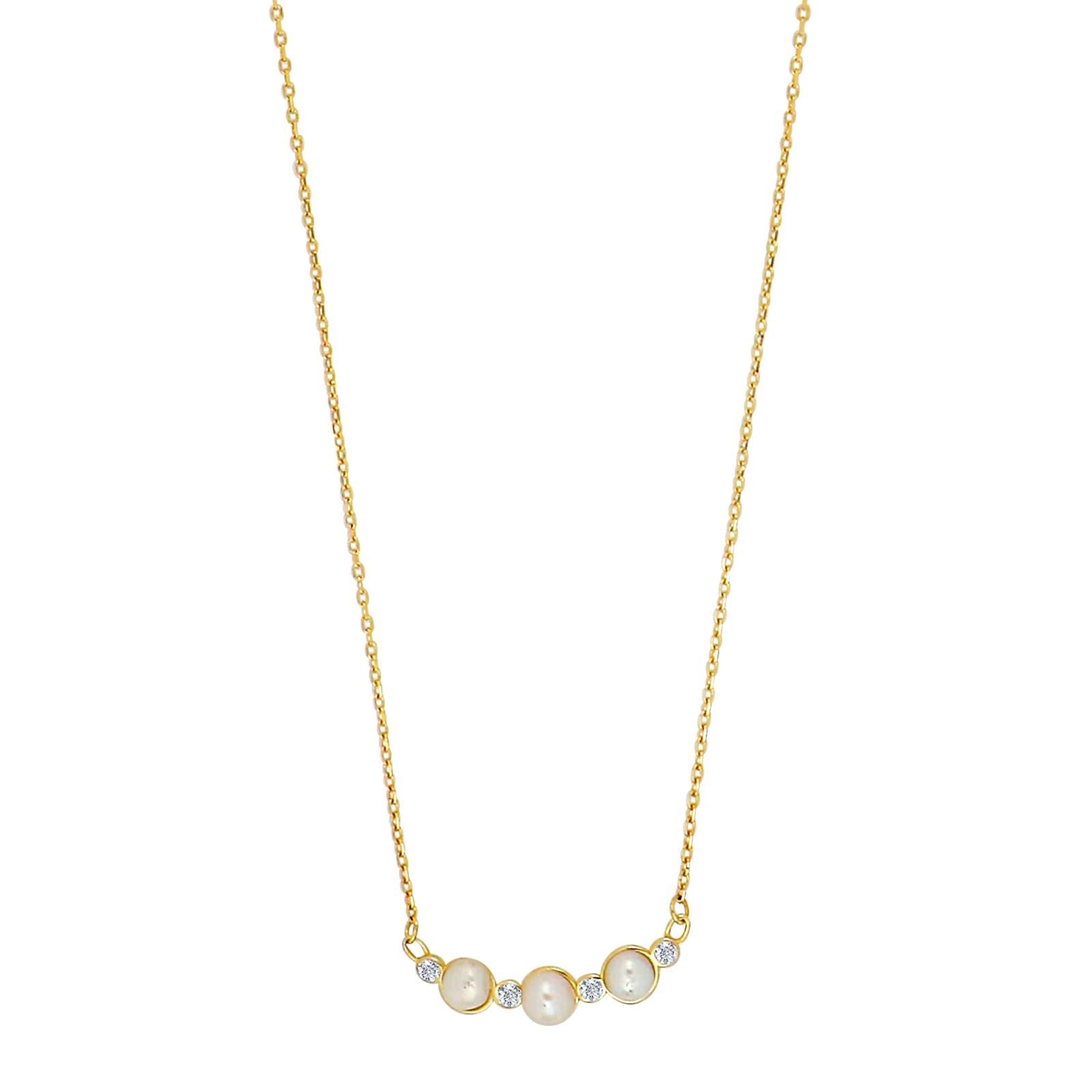 21831930300_10 8K gulhalsband med pärlor och Zirkonia - Bild 1