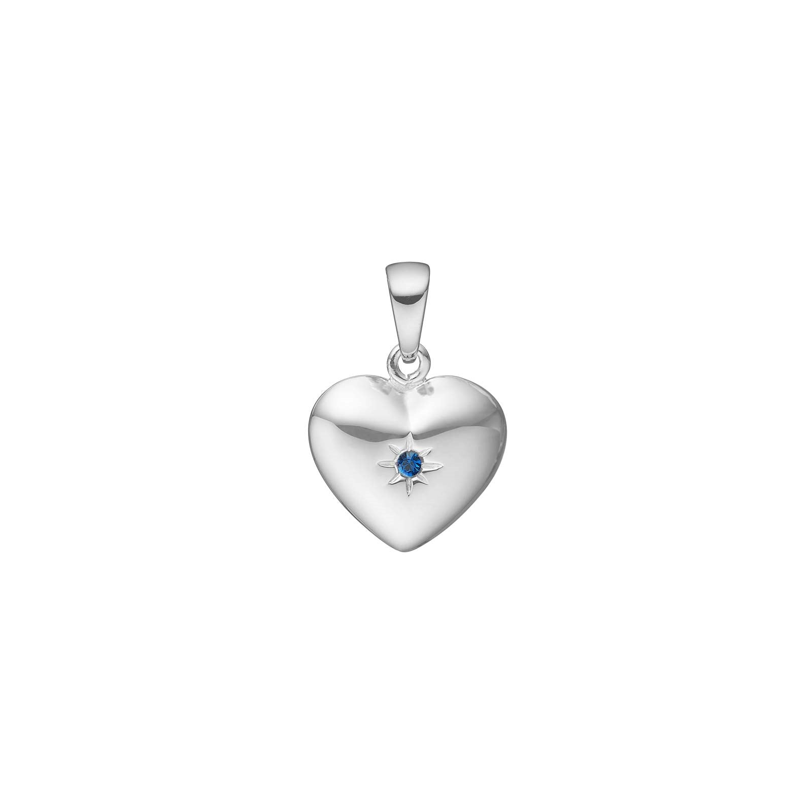 29160590916 Siersbøl silver rhod. hjärta med synt. Safir 17x10mm - Bild 1