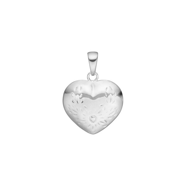 Siersbøl silver rhod. hjärthänge 18mm gravyr