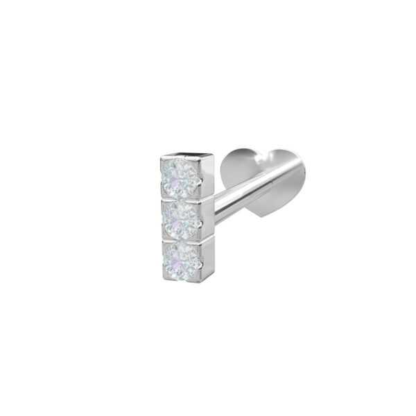 Rhd. Sil. Labret-piercing 3 zirkoner 4,4mm PIERCE52