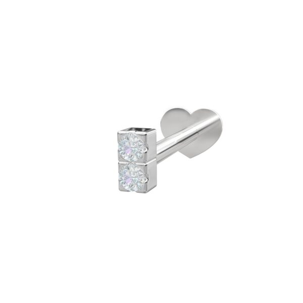 Rhd. Sil. Labret-piercing 2 zirkoner 3mm PIERCE52