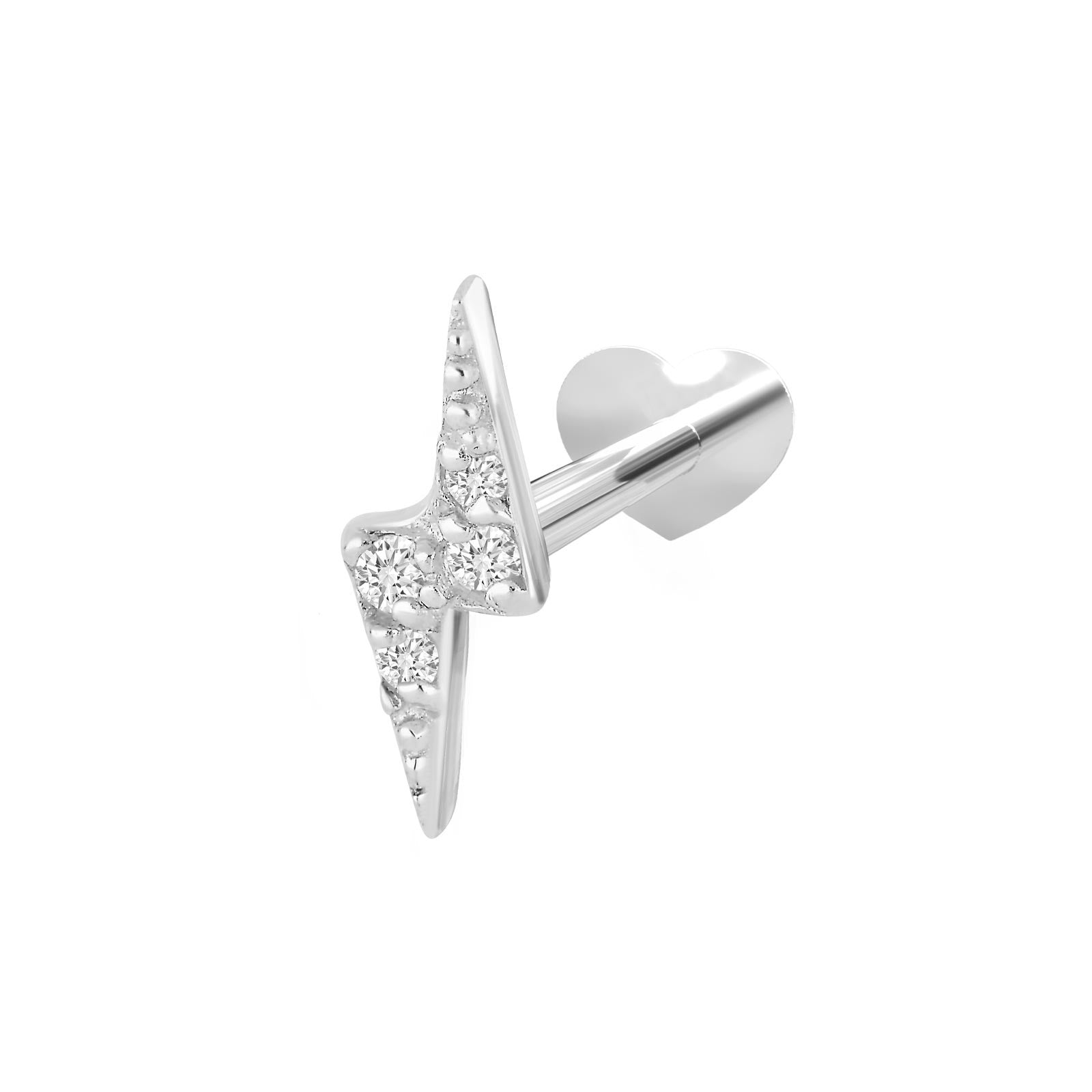 30140140900_10 Rhodierat silver labret-piercing med zirkoner PIERCE52 - Bild 1