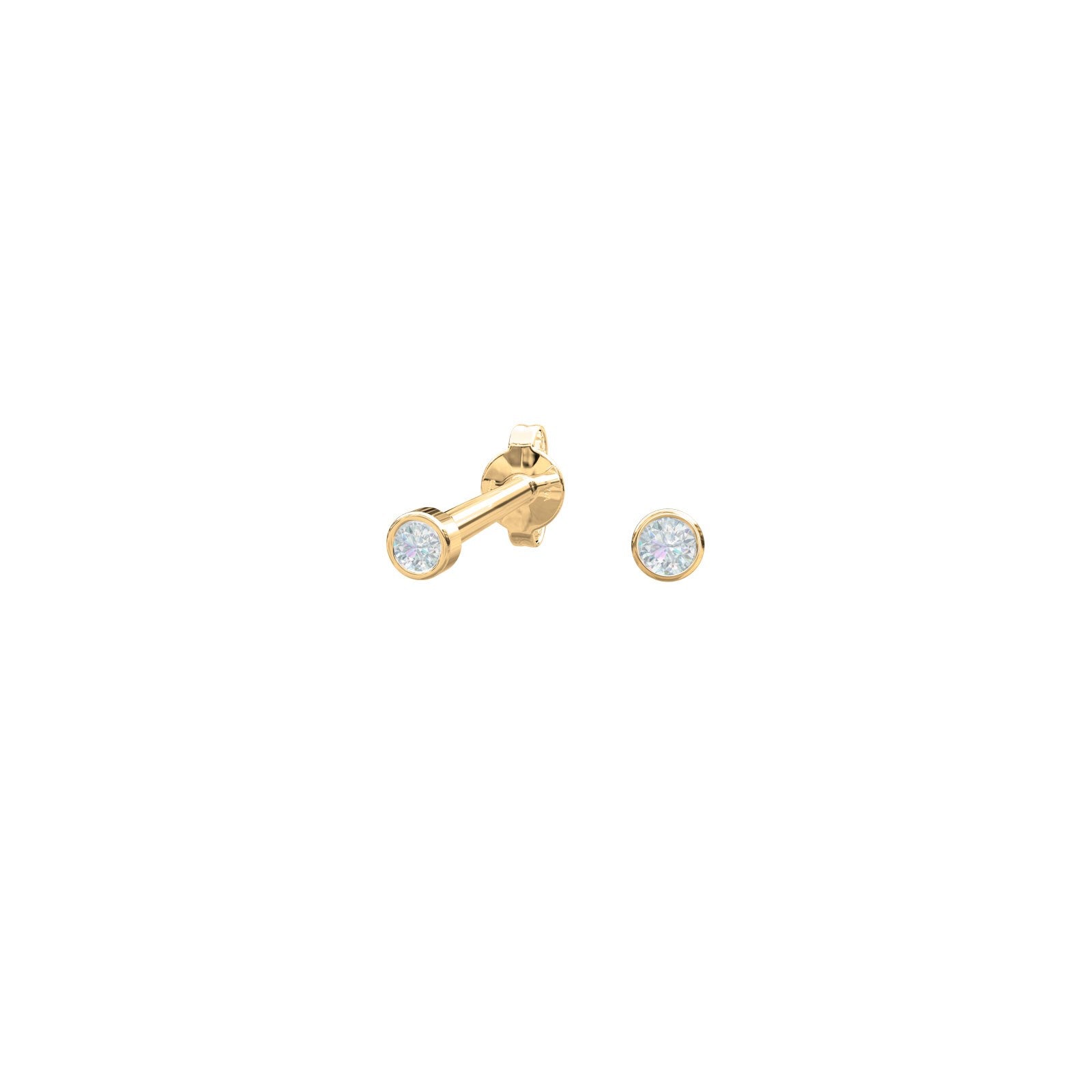 30145080500_10 14kt. guldörhängen med 1 dia 0,004ct 1,5mm - Bild 1