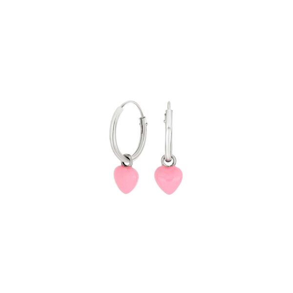 Rod. silverringar hjärta m. rosa emalj